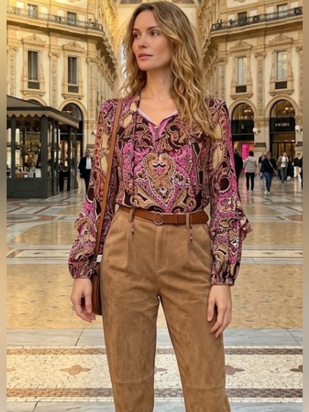 🧩a loves a Pink Paisley Long-Sleeve Blouse size M GUC - Picture 2 of 13